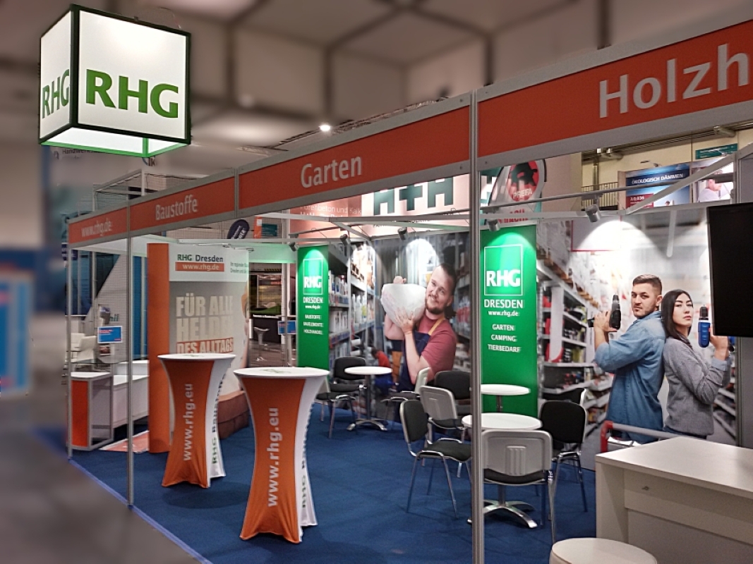 Messestand für RHG Baustoffe, gestaltet und gebaut von der Agentur